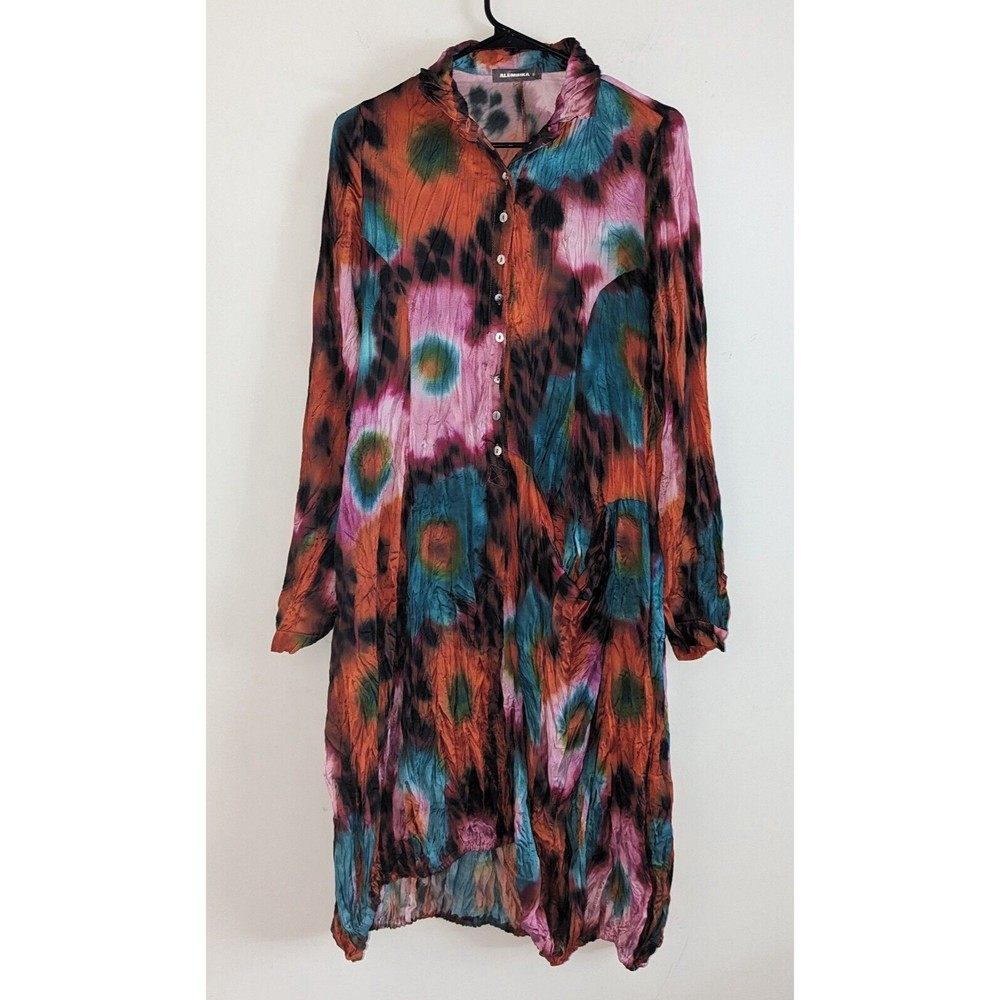 Alembika Peyton Dress Womens Size 0 Pansy Floral Knee-Length Crinkle Woven Dress